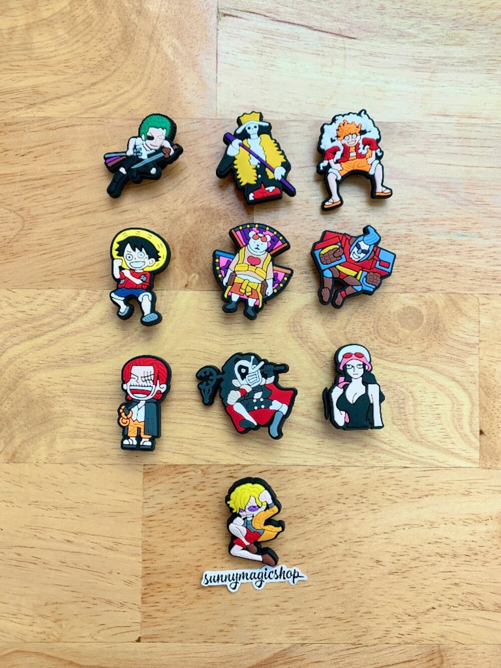 10pcs One Piece Zoro Brook Luffy Gear 5 Bepo Franky Robin Sanji Anime Shoe Charm